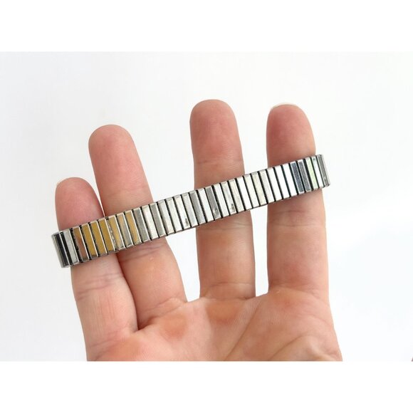 Two Toned Unisex Flexible Elastic Unisex Minimalist Bracelet - Picture 5 of 6